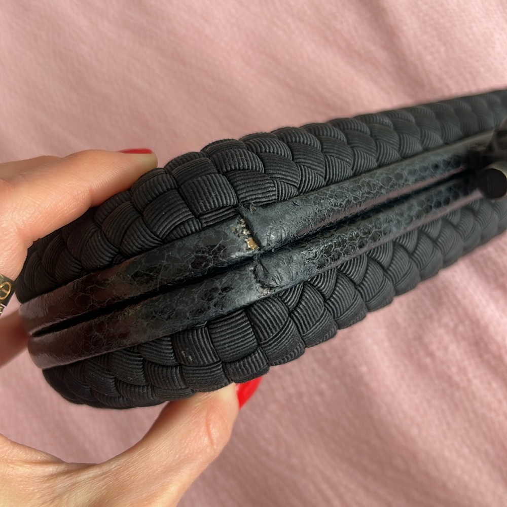 Bottega Veneta pochette knot silk snakeskin clutch black - Picture 7 of 11